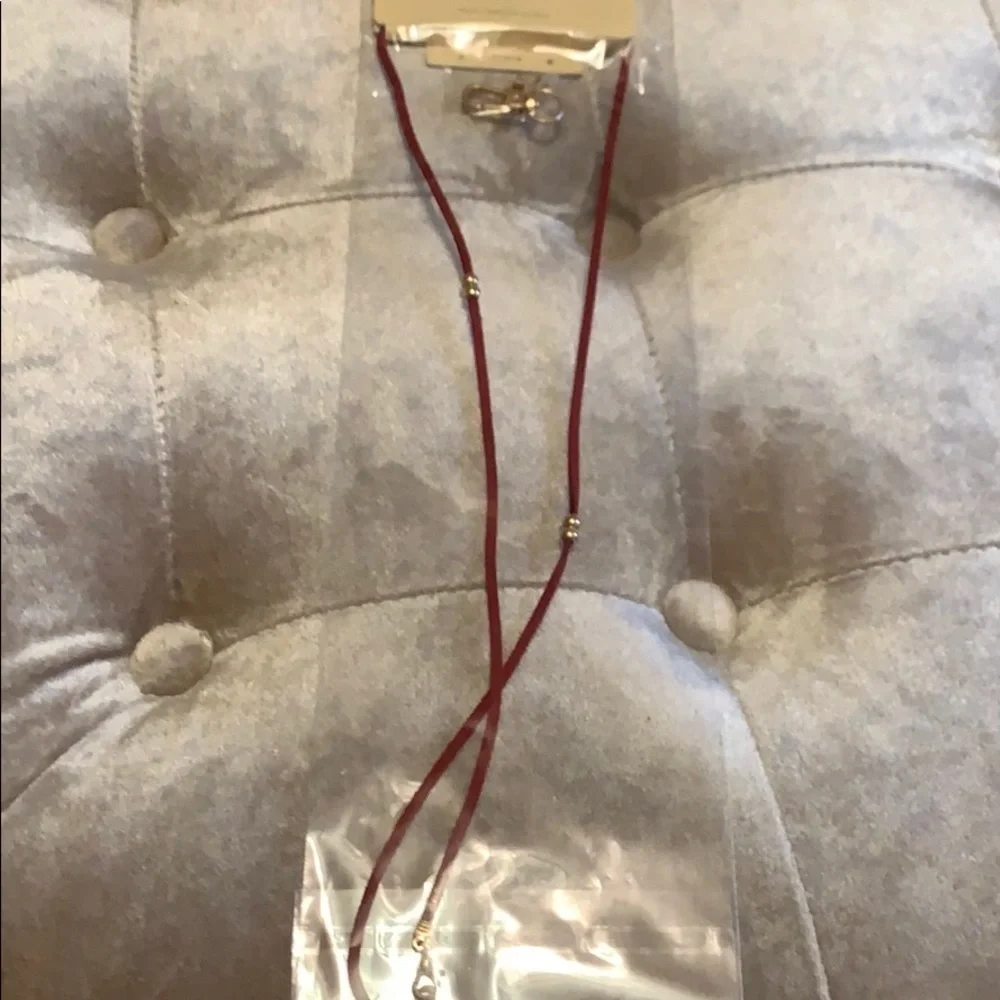 Mask holder, red leather, never lose your mask